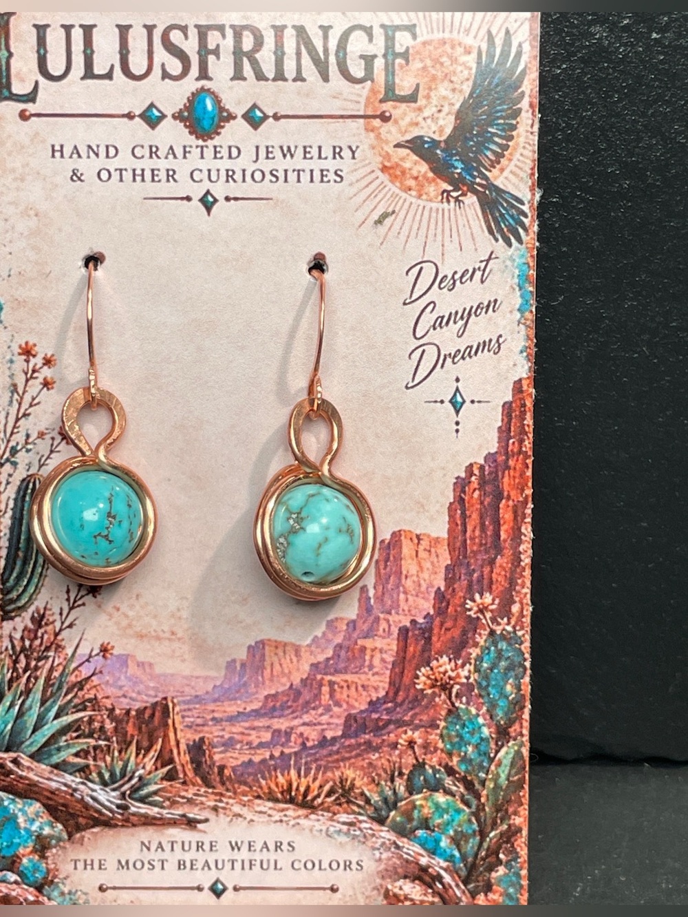 Artisan Turquoise and Gold Drop Earrings